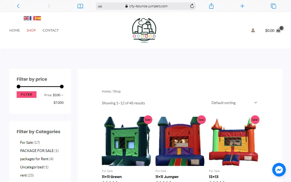 muestra sitio city bounds creado por xinatic