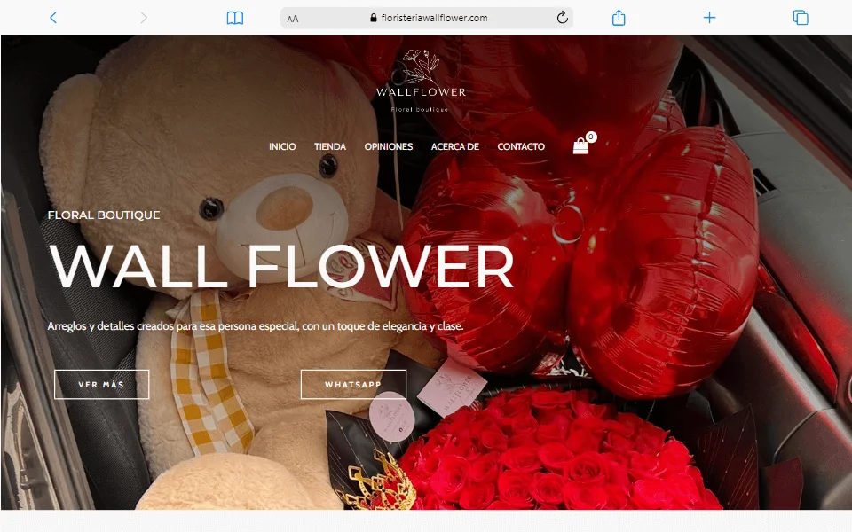 muestra sitio wall flower creado por xinatic
